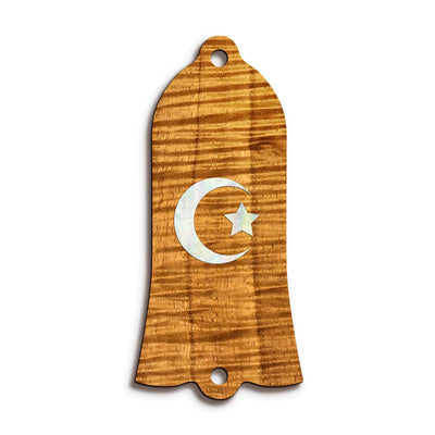 GibsonbyThalia Truss Rod Cover Gibson Truss Rod Cover (Traditional) | Shape T22 - Fits Gibson Guitars Pearl Crescent Moon / AAA Curly Koa