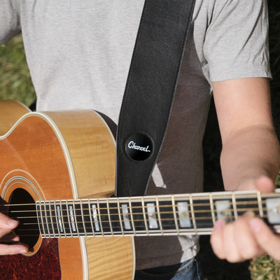 Charvel Matte Black Toothpaste Logo | Leather Guitar Strap