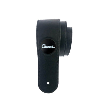 Charvel Matte Black Toothpaste Logo | Leather Guitar Strap