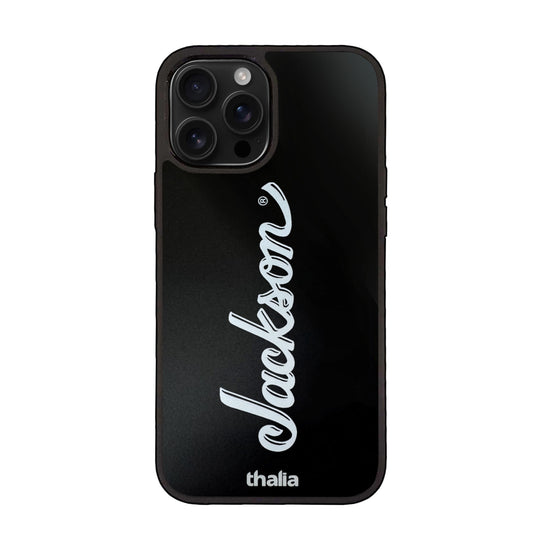 White Jackson Logo on Matte Black | iPhone Case