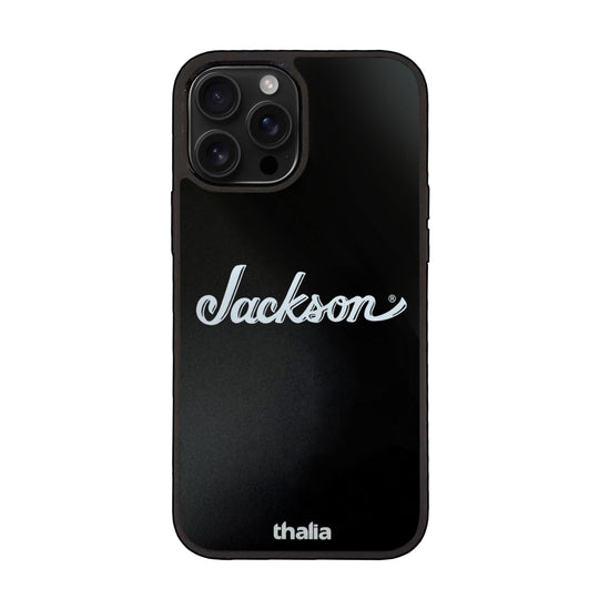 White Jackson Logo on Matte Black | iPhone Case