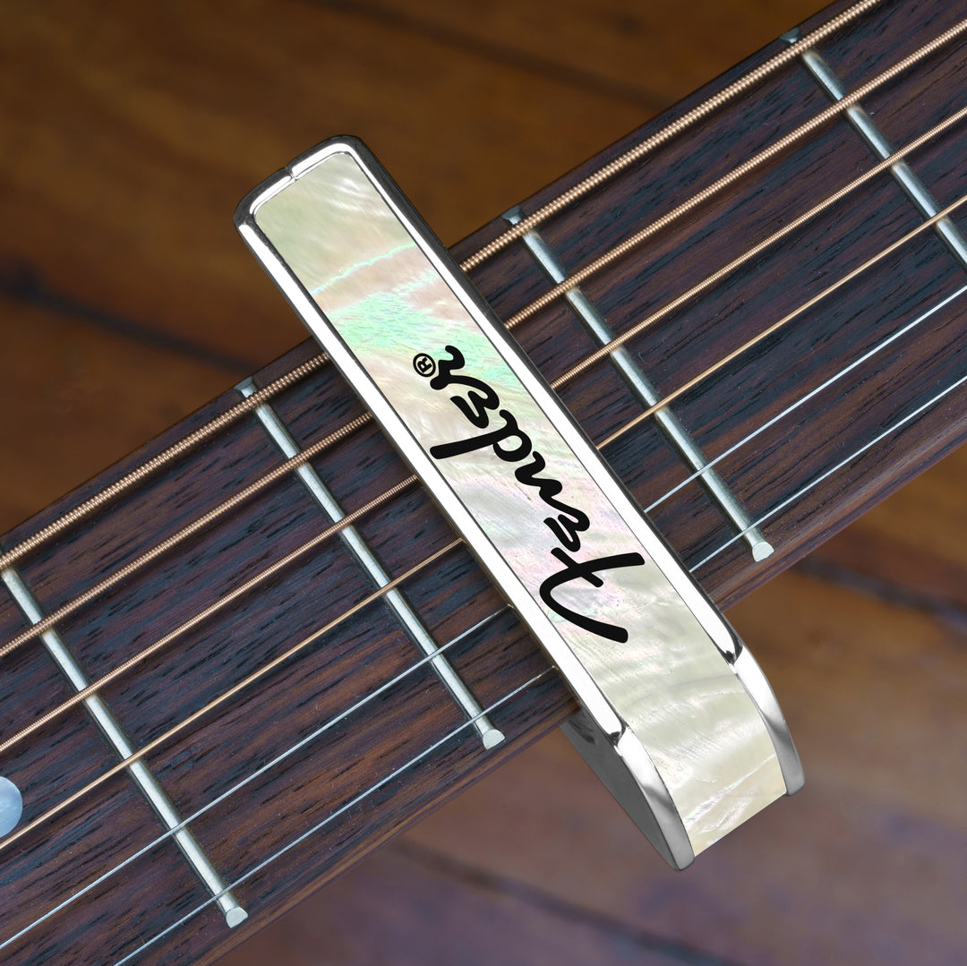 Fender Mother of Pearl with Black Spaghetti Logo | Officially Licensed Capo