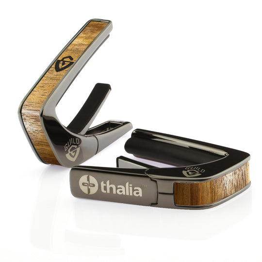 Guild AAA Curly Hawaiian Koa & Engraved G-Shield | Officially Licensed Capo