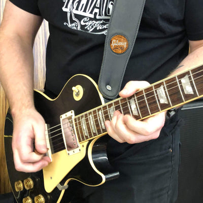 GibsonbyThalia Strap Gibson Les Paul Pearl Logo Inlay | Italian Leather Strap