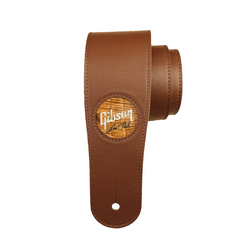 GibsonbyThalia Strap Gibson Les Paul Pearl Logo Inlay | Italian Leather Strap AAA Curly Koa / Black / Standard