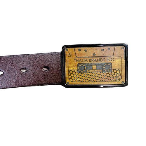 Hawaiian Koa & Cassette Engraving Belt Buckle