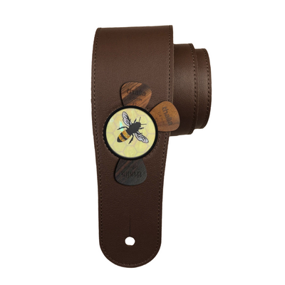 "Save The Bees" Vintage Pearl | Pick Puck Integrated Leather Strap