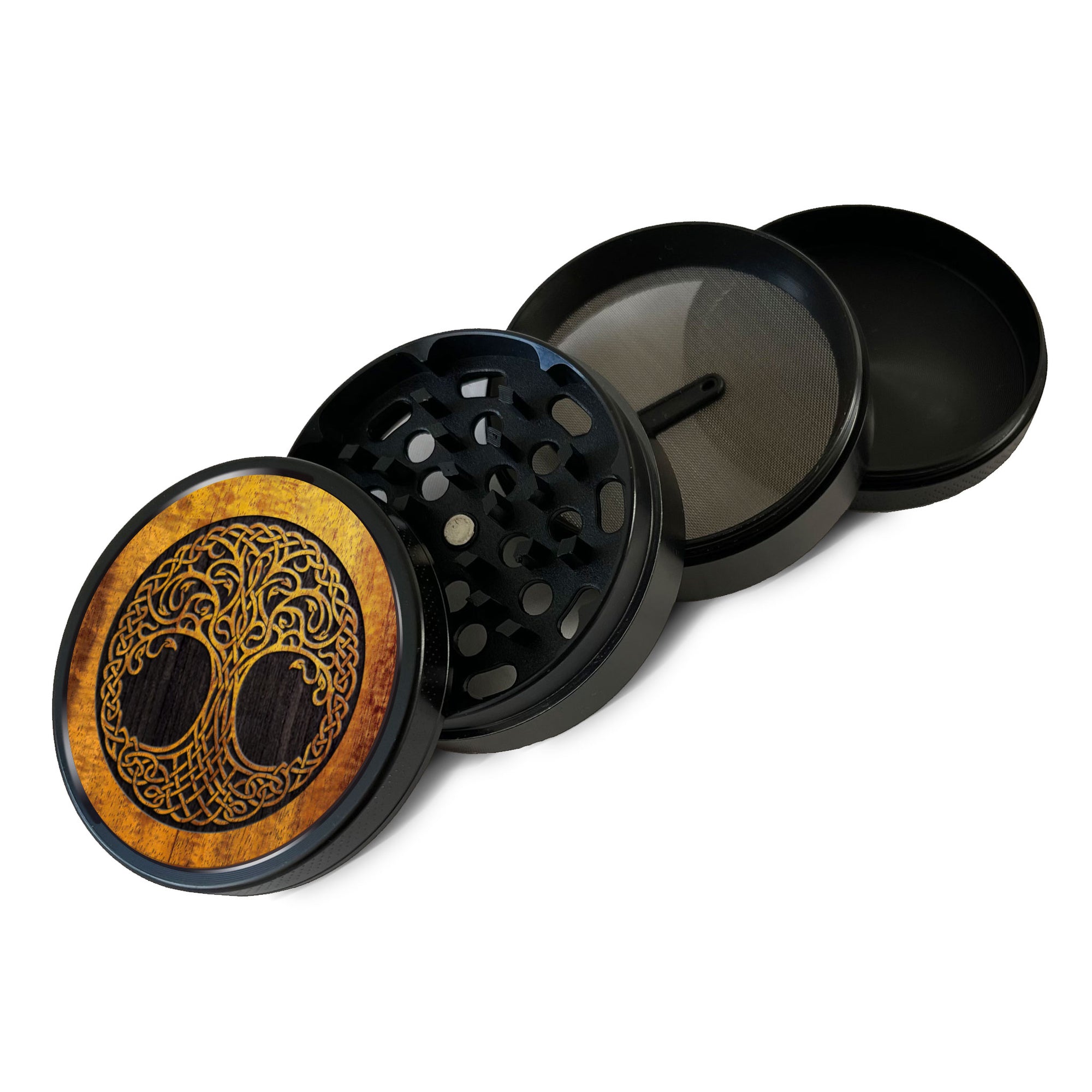 Large Grinder 2.5 inch Black ,Boho Aesthetic Tree of Life Grinder (Green)