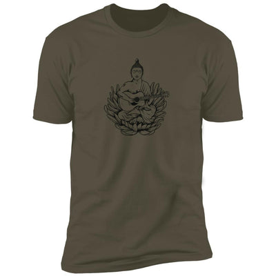 CustomCat T-Shirts Buddha Plays OM Guitar | Premium T-Shirt Military Green / X-Small