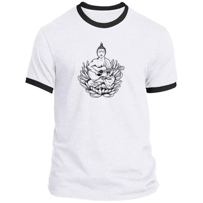 CustomCat T-Shirts Buddha Plays OM Guitar | Premium T-Shirt White-Jet Black / S