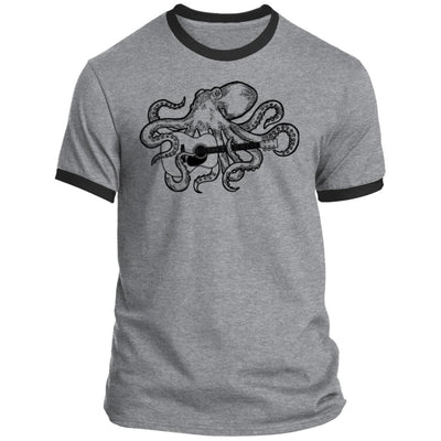 CustomCat T-Shirts Octopus Plays OM Guitar | Premium T-Shirt Athletic Heather-Jet Black / S