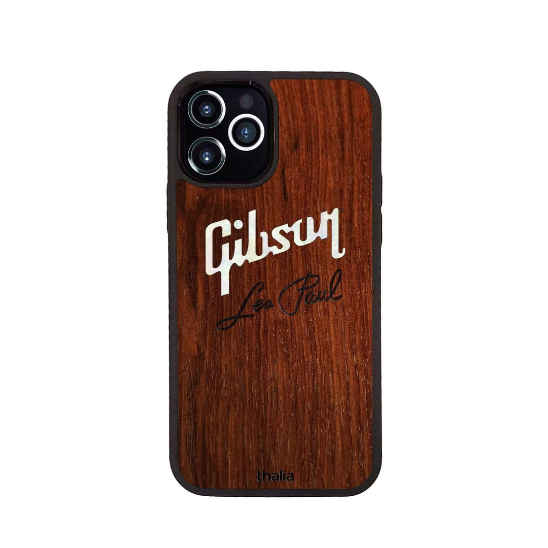 GibsonbyThalia Phone Case Indian Rosewood & Gibson Pearl Logo with Les Paul Script Engraved | Phone Case iPhone 12 / Pro