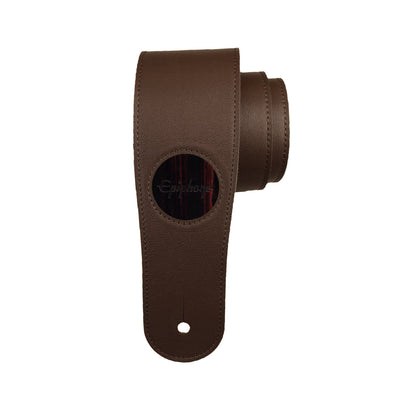 GibsonbyThalia Strap Black Ebony & Epiphone Inked Logo Inlay | Italian Leather Strap Dark Chocolate / Standard