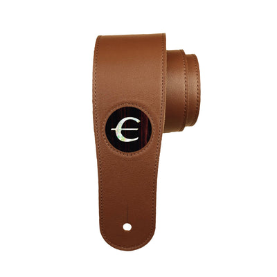 GibsonbyThalia Strap Black Ebony & Epiphone Pearl "E" Logo Inlay | Italian Leather Strap Brown / Standard