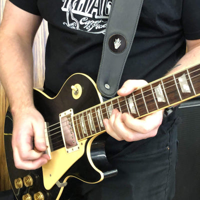 GibsonbyThalia Strap Black Ebony & Gibson Pearl Holly Inlay | Italian Leather Strap
