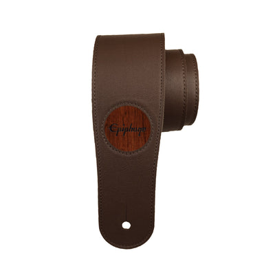 GibsonbyThalia Strap Epiphone Inked Logo Inlay | Italian Leather Strap Indian Rosewood / Dark Chocolate / Standard