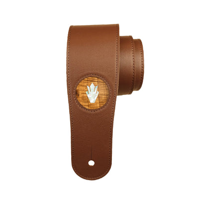 GibsonbyThalia Strap Gibson Pearl Holly Inlay | Italian Leather Strap AAA Curly Koa / Brown / Standard