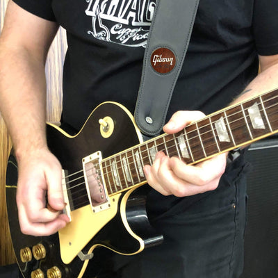 GibsonbyThalia Strap Indian Rosewood & Gibson Les Paul Pearl Logo Inlay | Italian Leather Strap
