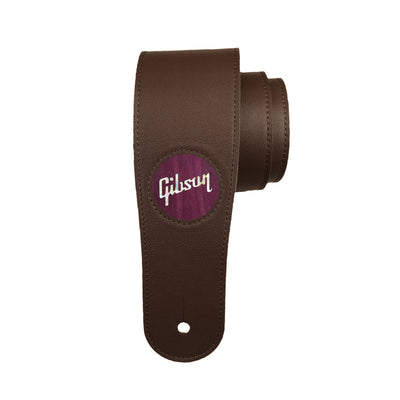 GibsonbyThalia Strap Purpleheart & Gibson Pearl Logo Inlay | Italian Leather Strap Dark Chocolate / Standard