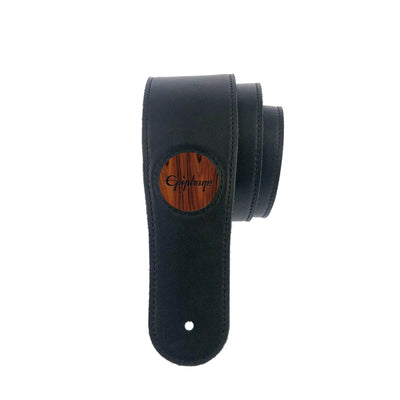 GibsonbyThalia Strap Santos Rosewood & Epiphone Inked Logo Inlay | Italian Leather Strap Black / Standard