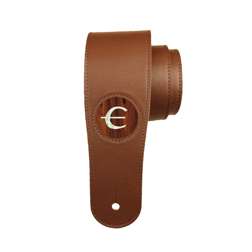 GibsonbyThalia Strap Santos Rosewood & Epiphone Pearl "E" Logo Inlay | Italian Leather Strap Black / Standard
