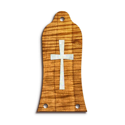 GibsonbyThalia Truss Rod Cover Custom Truss Rod Cover | Shape T10 - Fits Many Epiphone Guitars Pearl Cross / AAA Curly Koa