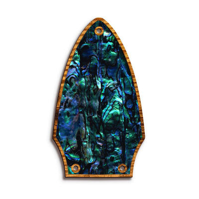 GibsonbyThalia Truss Rod Cover Custom Truss Rod Cover | Shape T8 - Fits Many Gibson Guitars Blue Abalone / AAA Curly Koa