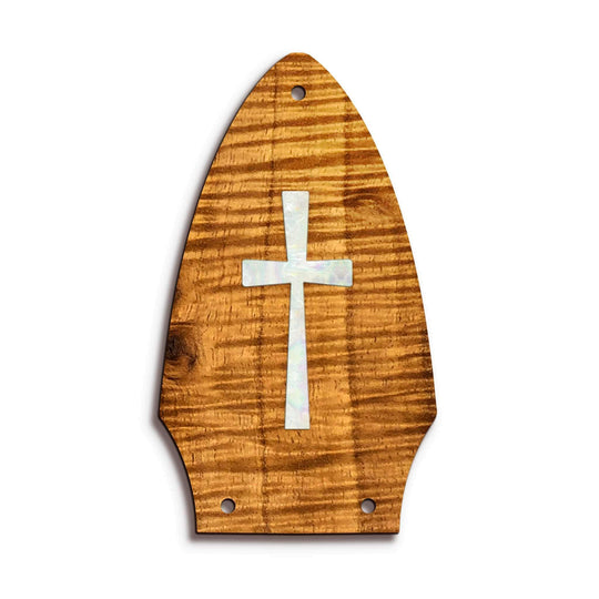 GibsonbyThalia Truss Rod Cover Custom Truss Rod Cover | Shape T8 - Fits Many Gibson Guitars Pearl Cross / AAA Curly Koa