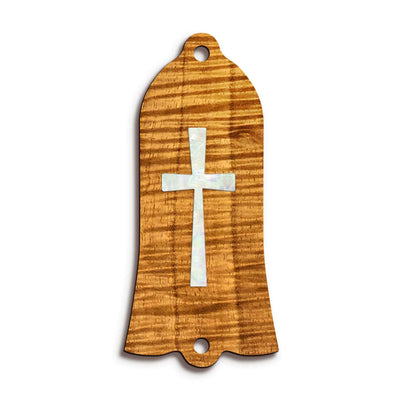 GibsonbyThalia Truss Rod Cover Gibson Truss Rod Cover (Traditional) | Shape T22 - Fits Gibson Guitars Pearl Cross / AAA Curly Koa