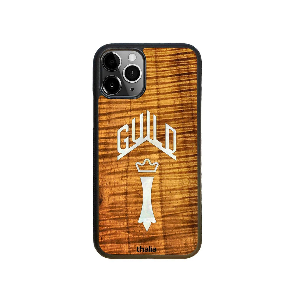 GuildbyThalia Phone Case AAA Curly Hawaiian Koa & Guild Chesterfield Pearl Logo | Phone Case iPhone 11 Pro