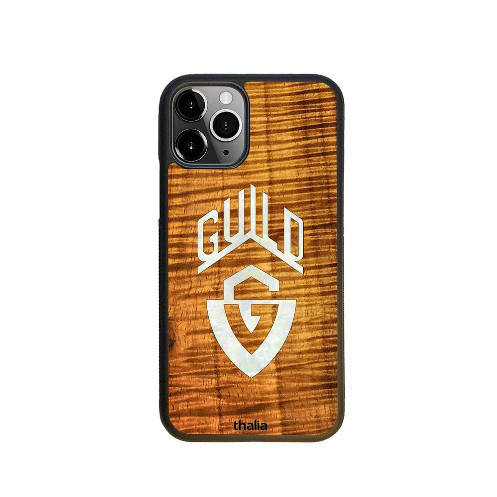 GuildbyThalia Phone Case AAA Curly Hawaiian Koa & Guild G-Shield Pearl Logo | Phone Case iPhone 11 Pro