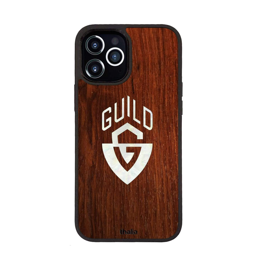 GuildbyThalia Phone Case Indian Rosewood & Guild G-Shield Pearl Logo | iPhone Case iPhone 12 Pro Max