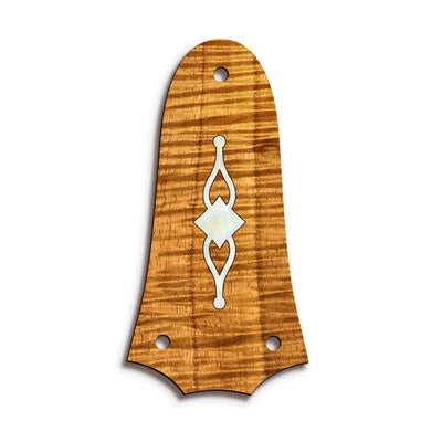 TaylorbyThalia Truss Rod Cover Classic Taylor Inlay Truss Rod Cover | Shape T3 - Fits 3 Hole Taylor Guitars 300 Series Gemstone / AAA Curly Koa