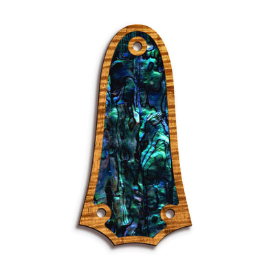 TaylorbyThalia Truss Rod Cover Custom Truss Rod Cover | Shape T3 - Fits 3 Hole Taylor Guitars Blue Abalone / AAA Curly Koa