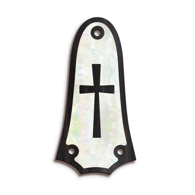 TaylorbyThalia Truss Rod Cover Custom Truss Rod Cover | Shape T3 - Fits 3 Hole Taylor Guitars Cross in Pearl / Black Ebony