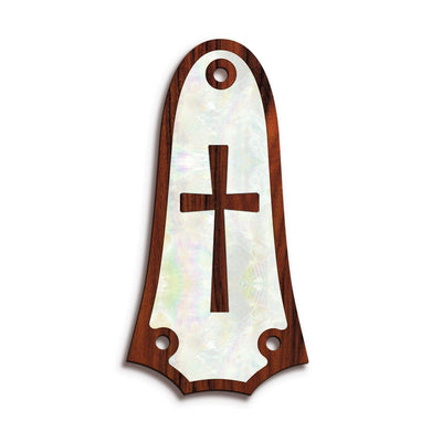 TaylorbyThalia Truss Rod Cover Custom Truss Rod Cover | Shape T3 - Fits 3 Hole Taylor Guitars Cross in Pearl / Santos Rosewood