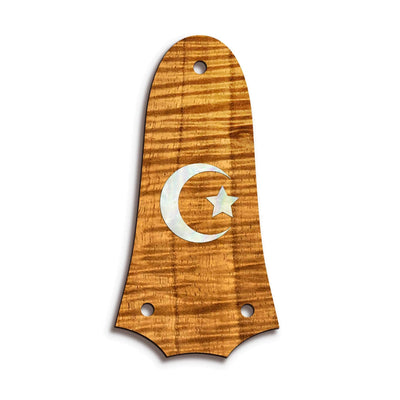 TaylorbyThalia Truss Rod Cover Custom Truss Rod Cover | Shape T3 - Fits 3 Hole Taylor Guitars Pearl Crescent Moon / AAA Curly Koa