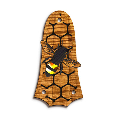 TaylorbyThalia Truss Rod Cover Custom Truss Rod Cover | Shape T3 - Fits 3 Hole Taylor Guitars Save the Bees / AAA Curly Koa