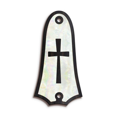 TaylorbyThalia Truss Rod Cover Custom Truss Rod Cover | Shape T4 - Fits 2 Hole Taylor Guitars Cross in Pearl / Black Ebony