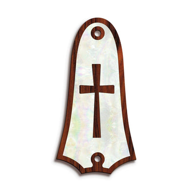 TaylorbyThalia Truss Rod Cover Custom Truss Rod Cover | Shape T4 - Fits 2 Hole Taylor Guitars Cross in Pearl / Santos Rosewood