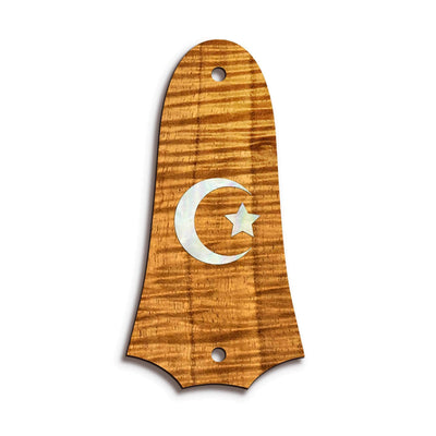 TaylorbyThalia Truss Rod Cover Custom Truss Rod Cover | Shape T4 - Fits 2 Hole Taylor Guitars Pearl Crescent Moon / AAA Curly Koa