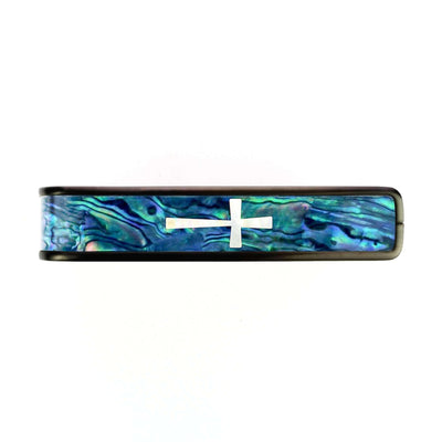 Thalia Capo Blue Abalone & Cross MOP | Capo Black Chrome / Bass (attach capo from top of neck)