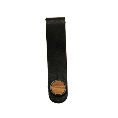 Thalia Leather Strap Tie AAA Curly Hawaiian Koa | Leather Strap Tie Black / Black / Headstock