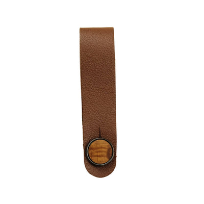 Thalia Leather Strap Tie AAA Curly Hawaiian Koa | Leather Strap Tie Brown / Black / Headstock