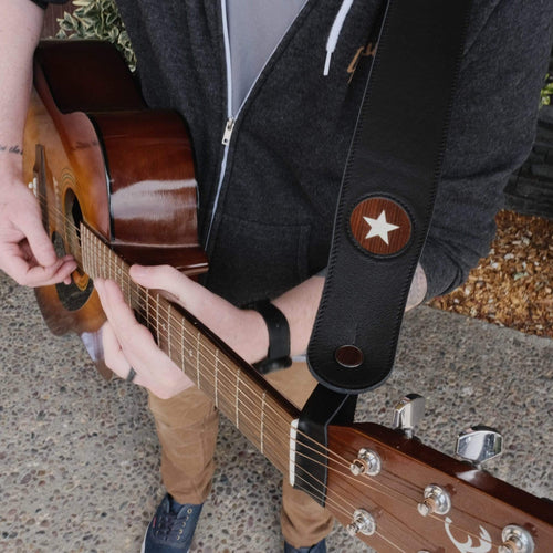 Thalia Leather Strap Tie Indian Rosewood | Leather Strap Tie Black / Black / Headstock