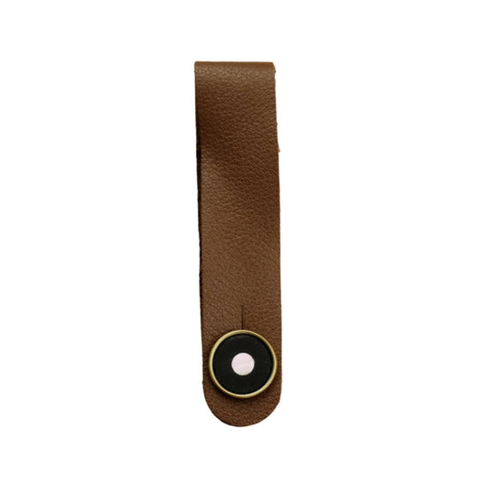 Thalia Leather Strap Tie Mother of Pearl & Exotic Wood | Leather Headstock Strap Tie Brown / Gold / Black Ebony