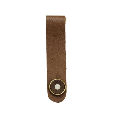 Thalia Leather Strap Tie Mother of Pearl & Indian Rosewood | Leather Strap Tie Brown / Gold / Headstock