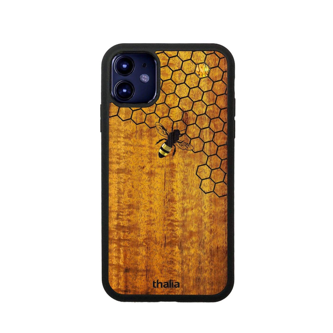 Thalia Phone Case AAA Curly Hawaiian Koa & Bee with Honeycomb | iPhone Case iPhone 11