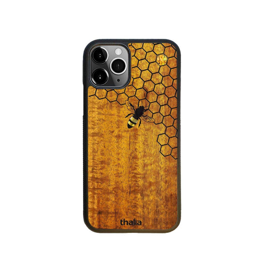 Thalia Phone Case AAA Curly Hawaiian Koa & Bee with Honeycomb | iPhone Case iPhone 11 Pro