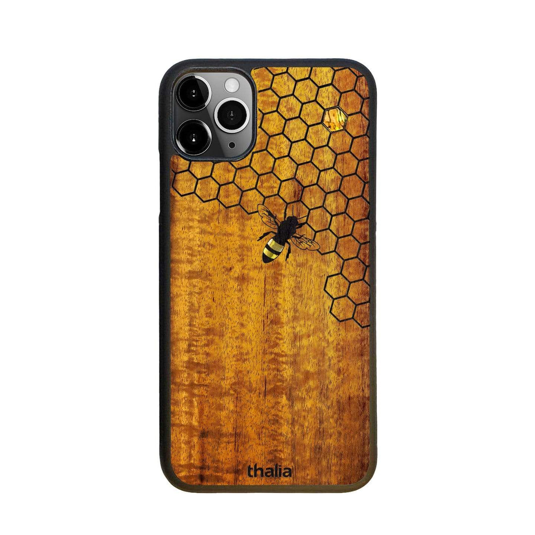 Thalia Phone Case AAA Curly Hawaiian Koa & Bee with Honeycomb | iPhone Case iPhone 11 Pro Max